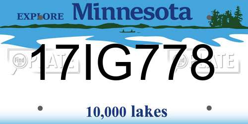 17IG778 Minnesota License Plate