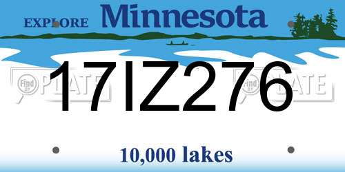 17IZ276 Minnesota License Plate