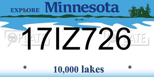 17IZ726 Minnesota License Plate
