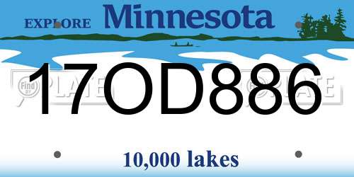 17OD886 Minnesota License Plate