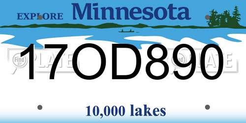 17OD890 Minnesota License Plate