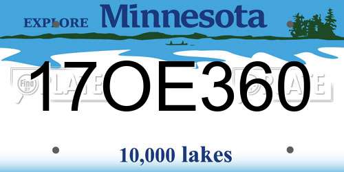 17OE360 Minnesota License Plate