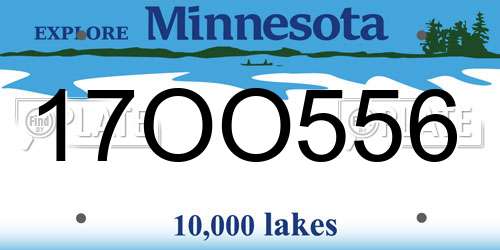 17OO556 Minnesota License Plate
