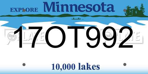 17OT992 Minnesota License Plate