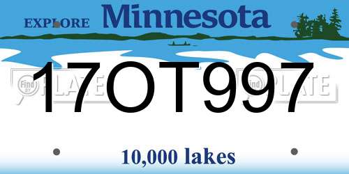 17OT997 Minnesota License Plate