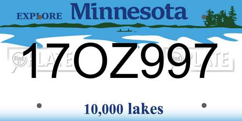 17OZ997 Minnesota License Plate