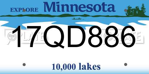 17QD886 Minnesota License Plate