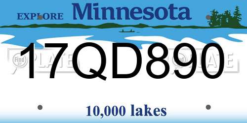 17QD890 Minnesota License Plate