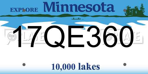17QE360 Minnesota License Plate