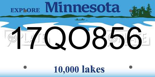 17QO856 Minnesota License Plate