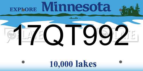 17QT992 Minnesota License Plate