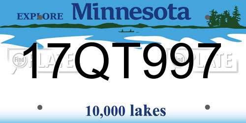 17QT997 Minnesota License Plate