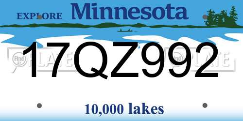 17QZ992 Minnesota License Plate
