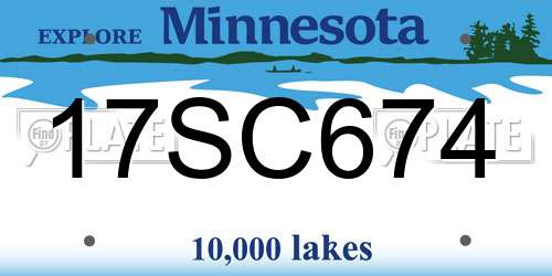 17SC674 Minnesota License Plate