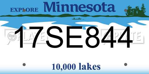 17SE844 Minnesota License Plate