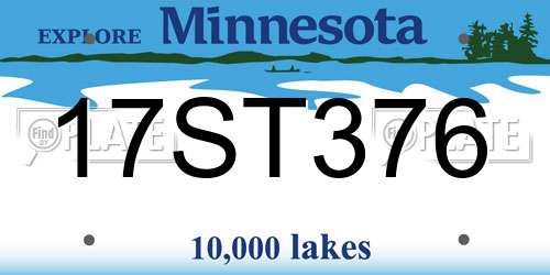 17ST376 Minnesota License Plate