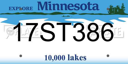 17ST386 Minnesota License Plate