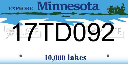 17TD092 Minnesota License Plate