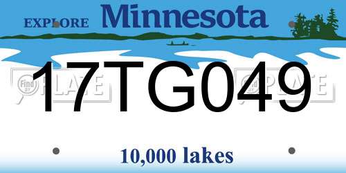 17TG049 Minnesota License Plate