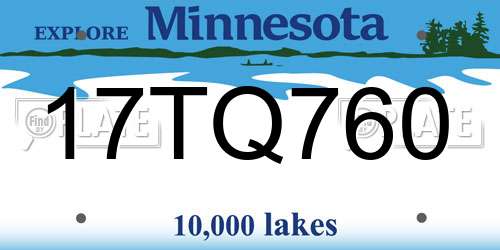 17TQ760 Minnesota License Plate