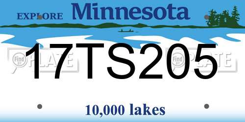 17TS205 Minnesota License Plate