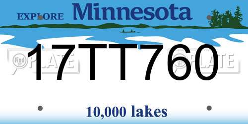 17TT760 Minnesota License Plate