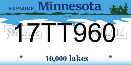 17TT960 Minnesota License Plate