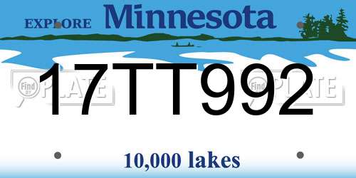 17TT992 Minnesota License Plate