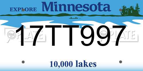17TT997 Minnesota License Plate