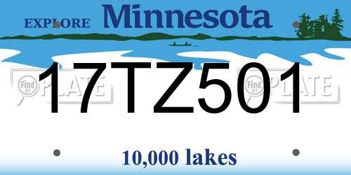 17TZ501 Minnesota License Plate