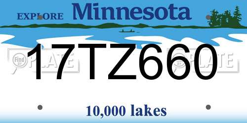 17TZ660 Minnesota License Plate