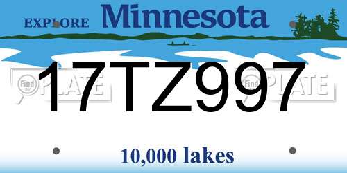 17TZ997 Minnesota License Plate