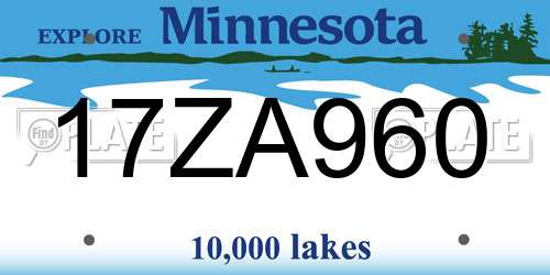 17ZA960 Minnesota License Plate