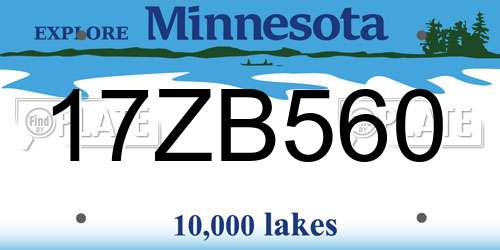 17ZB560 Minnesota License Plate