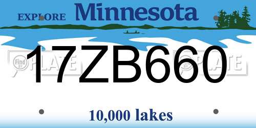 17ZB660 Minnesota License Plate