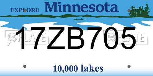 17ZB705 Minnesota License Plate