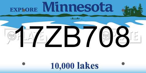 17ZB708 Minnesota License Plate