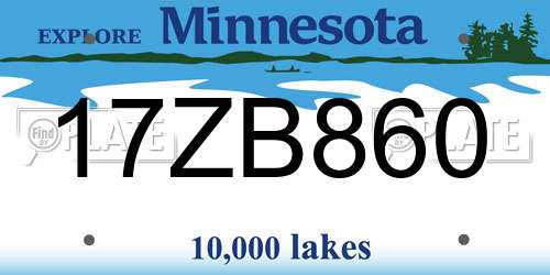 17ZB860 Minnesota License Plate