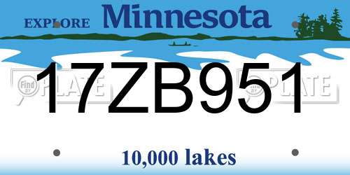 17ZB951 Minnesota License Plate