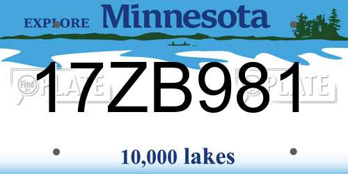 17ZB981 Minnesota License Plate