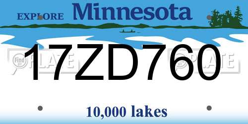 17ZD760 Minnesota License Plate