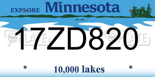 17ZD820 Minnesota License Plate