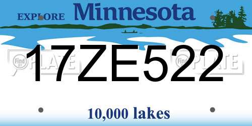 17ZE522 Minnesota License Plate