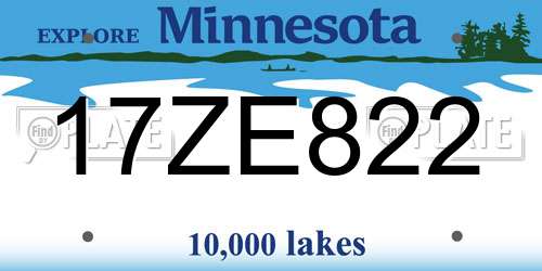 17ZE822 Minnesota License Plate