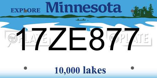 17ZE877 Minnesota License Plate