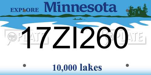 17ZI260 Minnesota License Plate