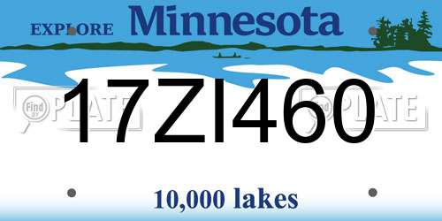 17ZI460 Minnesota License Plate