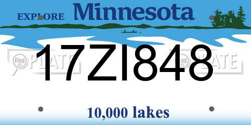 17ZI848 Minnesota License Plate