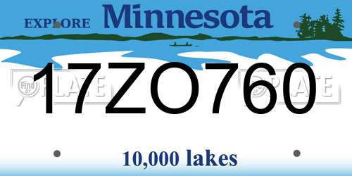 17ZO760 Minnesota License Plate