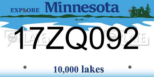 17ZQ092 Minnesota License Plate